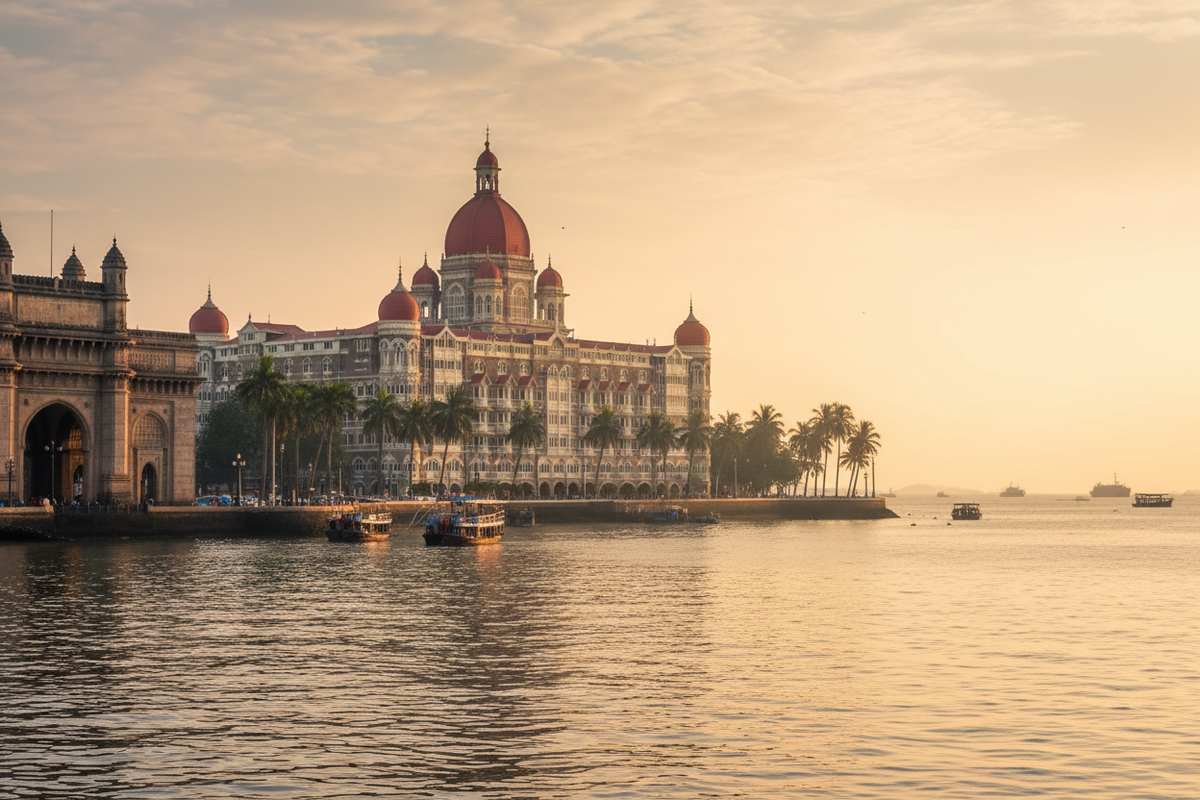 Taj Palace and the Mumbai waterfront, illustrating Mumbai hard water and hair