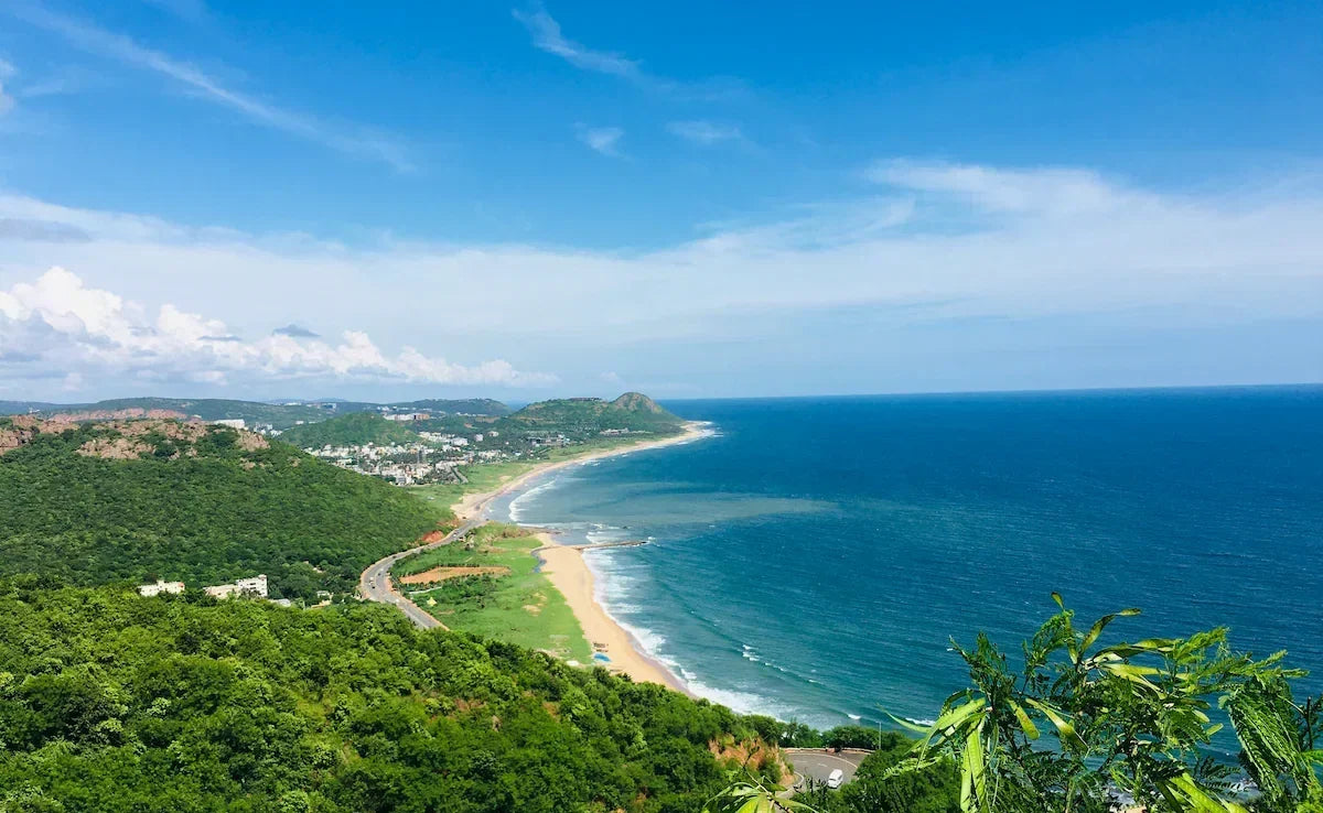 Visakhapatnam coastline, illustrating whether Vizag water is hard, soft or salty for hair