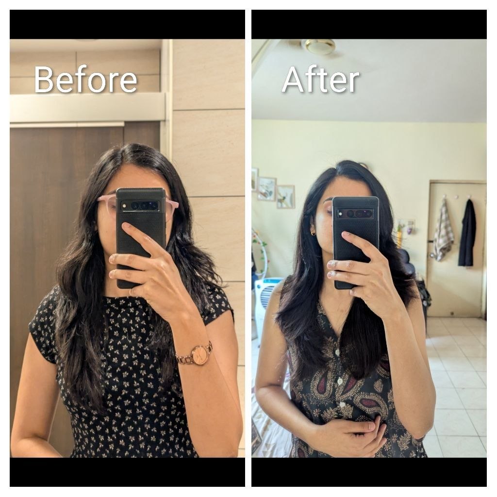 Before and after using deSal Hard Water Defense Shampoo