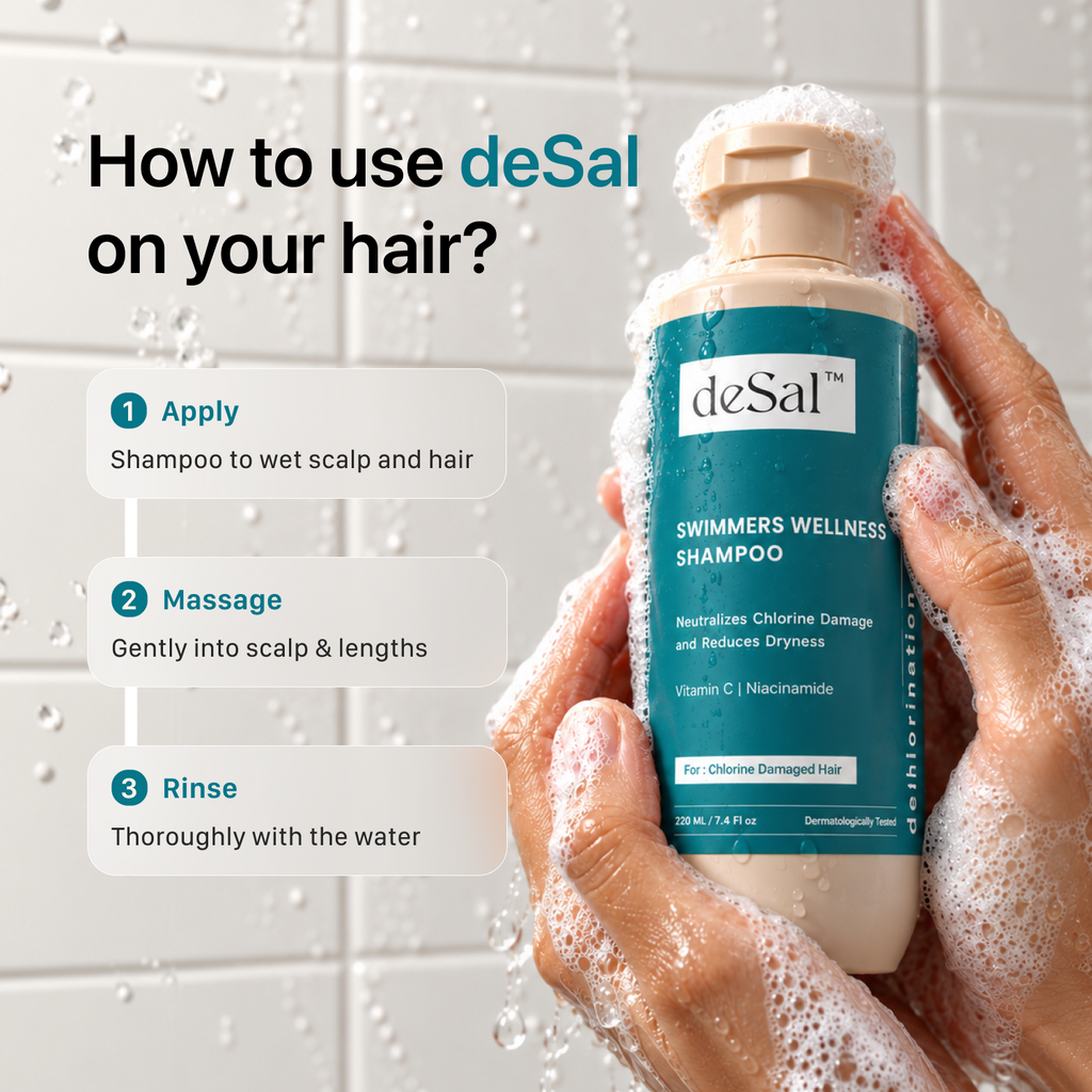 How to use Swimmers Wellness Shampoo - apply, massage, rinse