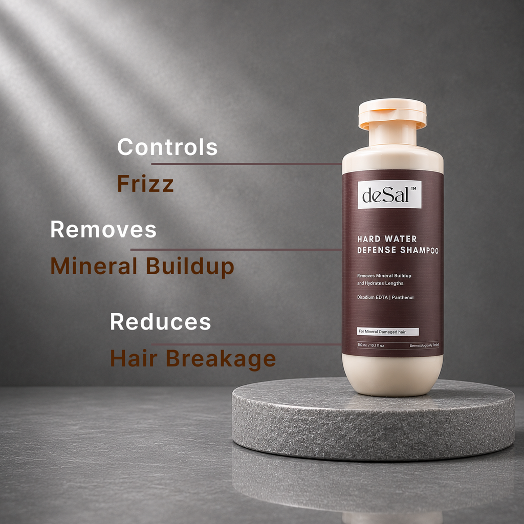 Controls frizz, removes mineral buildup, reduces breakage
